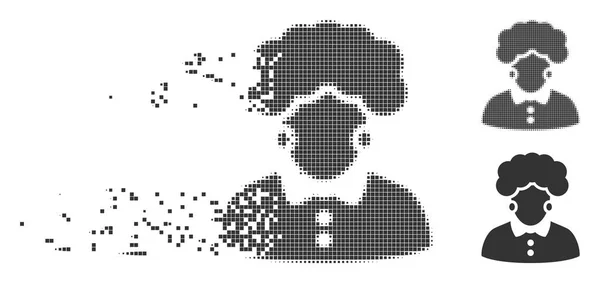 Pixel descompuesto medio tono morena mujer icono — Archivo Imágenes Vectoriales