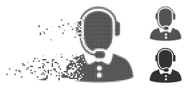 Grey Vector Operator Icon Dispersed Pixelated Halftone Undamaged Solid Versions — Stock Vector