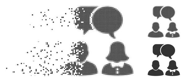 Ícone de bate-papo de pessoas de meio tom de pixel decomposto —  Vetores de Stock