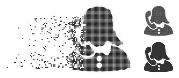 Pixel dañado Icono de soporte telefónico de medio tono — Archivo Imágenes Vectoriales