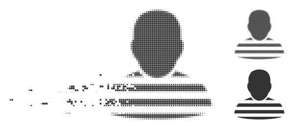 Pixel décomposé Halftone Prisonnier Personne Icône — Image vectorielle