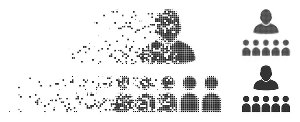 Mutarea Pixel Halftone Auditory Studenți Icon — Vector de stoc