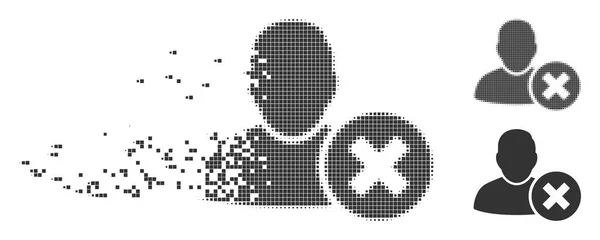 Desaparecendo Pixel Halftone Excluir ícone do usuário —  Vetores de Stock