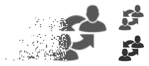 Icône utilisateur d'échange de demi-tons de pixel fracturé — Image vectorielle