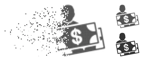 Disintegrating Pixel Halftone Investor Icon — Stock Vector