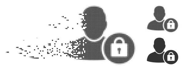Pixel dissous demi-ton verrouillé icône de l'utilisateur — Image vectorielle