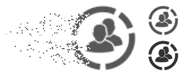 Icône de diagramme de personnes de demi-teinte de pixel détruit — Image vectorielle