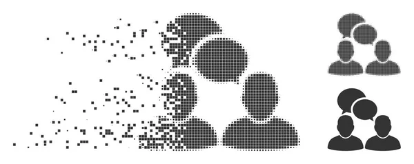 Pixel dissous demi-teinte dialogue des gens Icône — Image vectorielle
