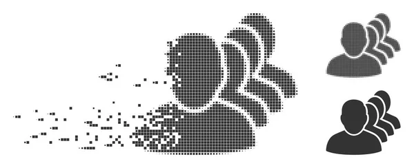 Bewegende Pixel-Halfone-Leute-Kader-Ikone — Stockvektor