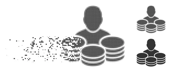 Pixel dañado Medio tono Rich Man Icono — Vector de stock