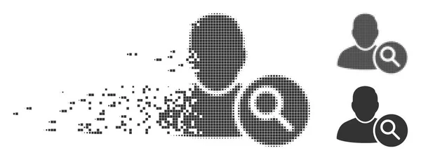 Icona utente di ricerca mezzitoni pixel rotti — Vettoriale Stock