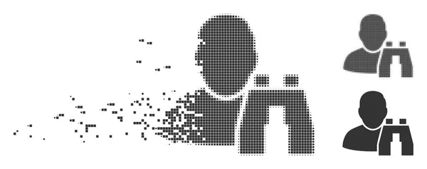 Rozdrobnione pikseli półtonów użytkownika lornetka ikonę narzędzia wyszukiwania — Wektor stockowy