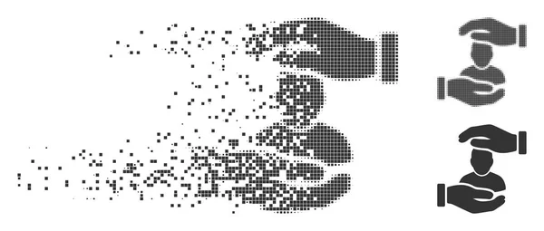 Pixel dissimulé Halftone User Care Hands Icône — Image vectorielle