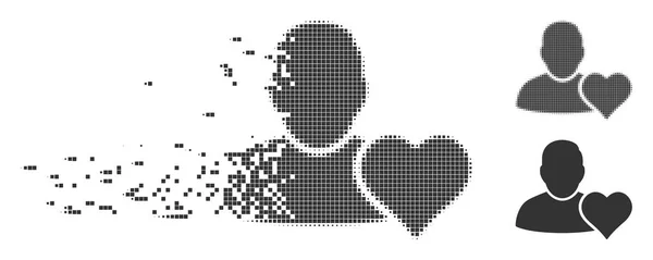 Solution Pixel Halftone Favoris de l'utilisateur Heart Icon — Image vectorielle