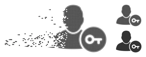 Pixel cassé Halftone User Login Icône — Image vectorielle
