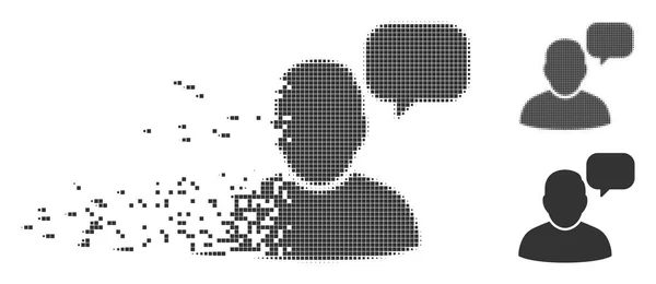 Pixel dispersé Halftone message utilisateur Cloud Icône — Image vectorielle
