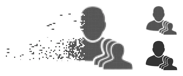 Broken Pixel Medio tono Peones de usuario Icono — Vector de stock