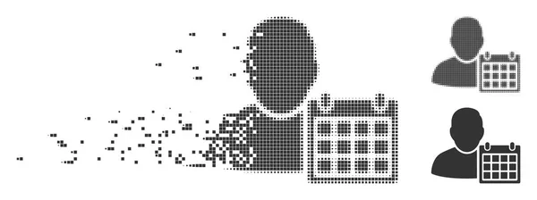 Polvo Pixel Semitono Calendario de Usuarios Icono — Vector de stock