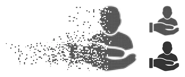 Disolver Pixel Halftone User Support Icono de mano — Archivo Imágenes Vectoriales