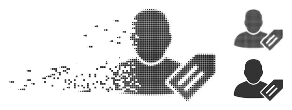 Desapareciendo Pixel Halftone usuario Tag Icon — Vector de stock
