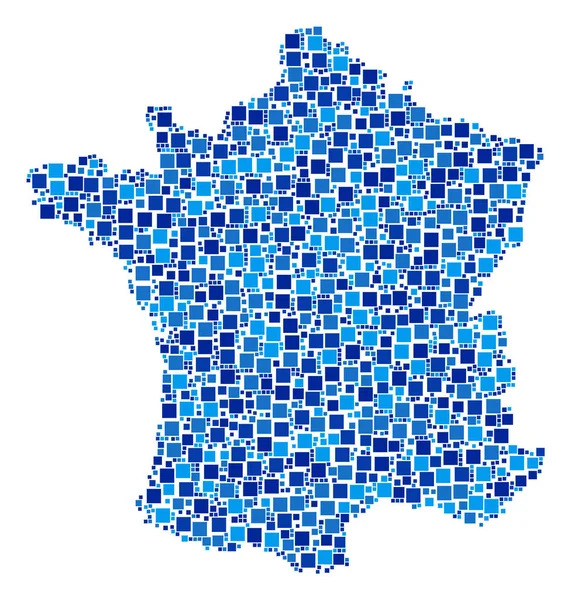 Mozaika mapy Francie čtverců — Stockový vektor