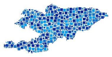 Kırgızistan haritası mozaik kareler