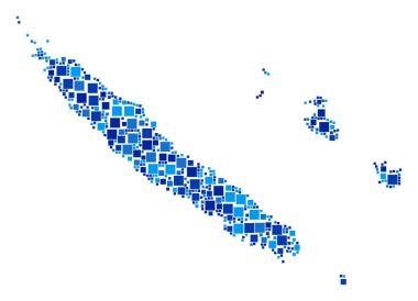 Mozaik kareler Yeni Kaledonya Adaları Haritası