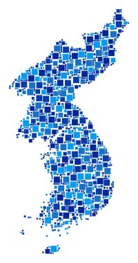 Kuzey ve Güney Kore harita kolaj piksel