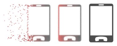 Toz piksel yarı ton cep telefon simgesi