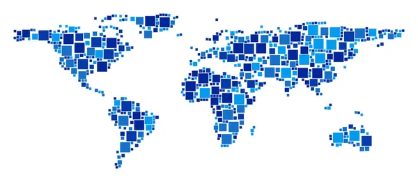 Mapa do Mundo Composição de Praças — Vetor de Stock