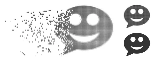 Grey Vector Message Smile Smiley Icon Dissolved Dotted Halftone Undamaged — Stock Vector