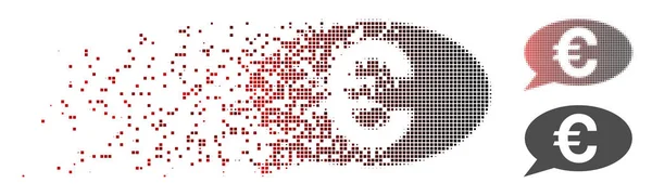 Broken Pixel Halftone Euro Message Icon — Stock Vector