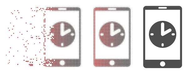 Pixel dispersé Halftone Mobile Time Icône — Image vectorielle