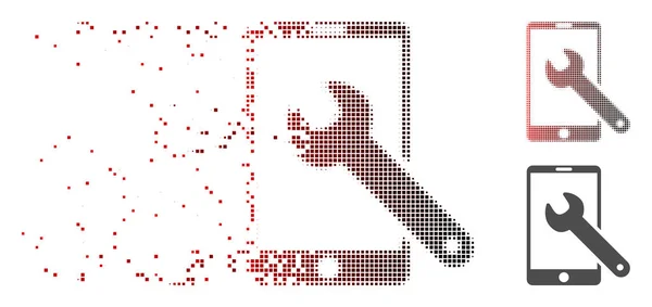 Διάνυσμα Smartphone Εικονίδιο Κλειδιού Εγκατάστασης Στην Λάμψη Pixelated Ράστερ Κόκκινο — Διανυσματικό Αρχείο