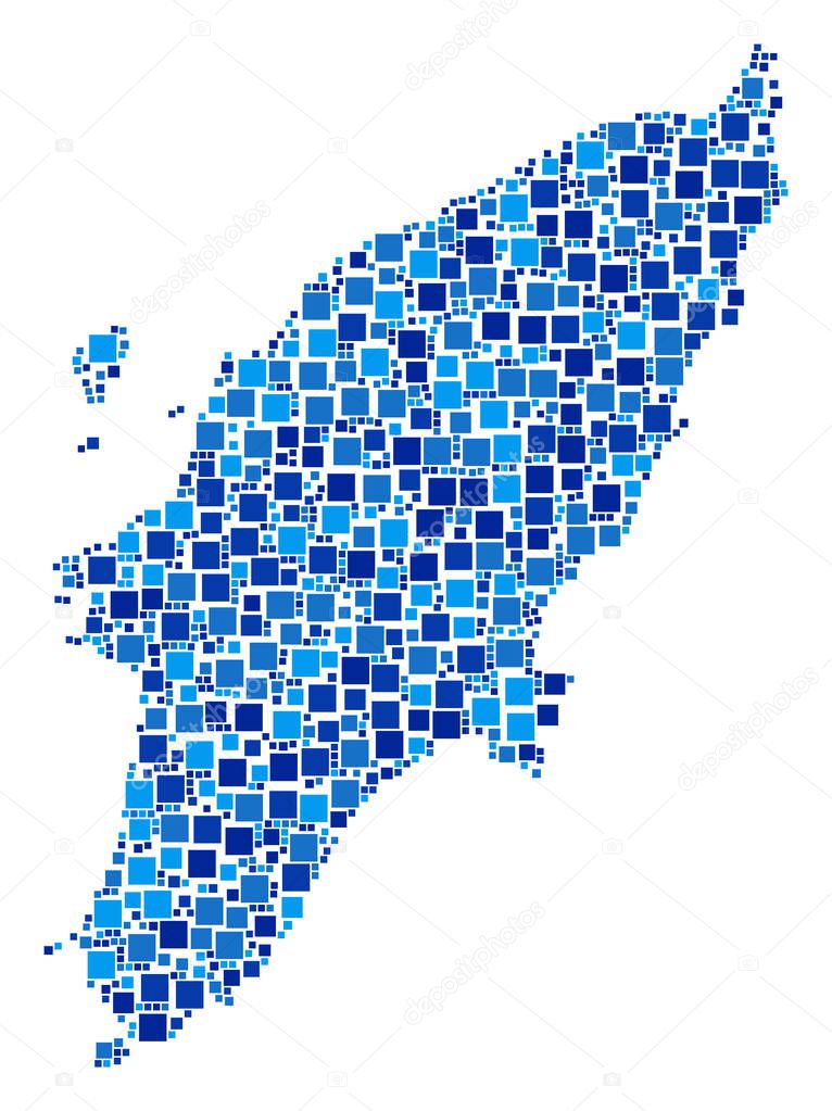 Greek Rhodes Island Map Mosaic of Pixels