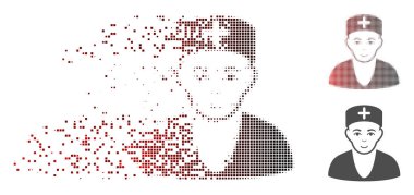 Piksel yarı ton Doktor simgesi dağılmakta