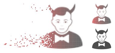 Piksel yarı ton şeytan simgesi çözünmüş