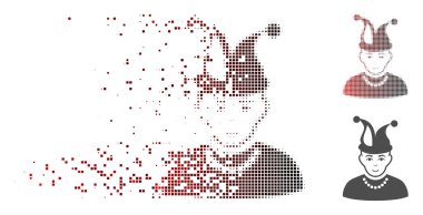 Piksel yarı ton aptal çocuk simgesi dağılmakta