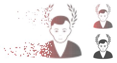 Dağınık piksel yarı ton zafer kişi simgesi