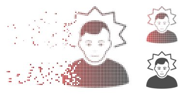 Kaybolan piksel yarı ton mucit fikir simgesi