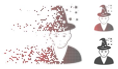 Piksel yarı ton sihirbaz simgesi dağılmakta