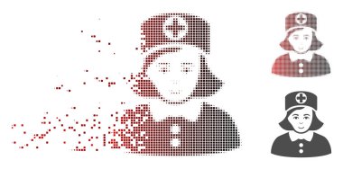 Parçalanmış piksel yarı ton hemşire simgesi