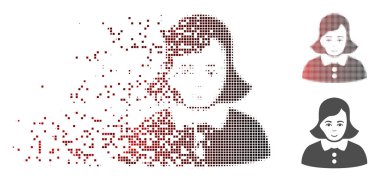 Hareketli piksel yarı ton kadın simgesi