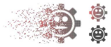 Toz piksel yarı ton seçenekleri dişli tarafsız Smiley simgesi