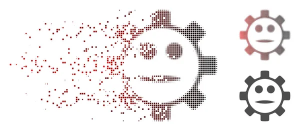Zerstörte Pixel-Halbtonschaltung Gesicht neutrales Smiley-Symbol — Stockvektor
