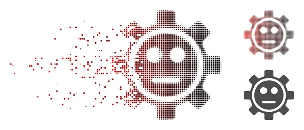 Fragmentiertes Pixel-Halbtonschaltung neutrales Smiley-Symbol — Stockvektor