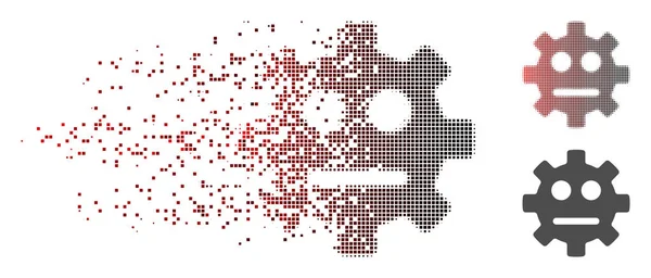 Dispersed Pixel Halftone Gear Pity Smiley Icon — Stock Vector