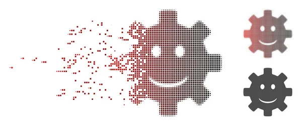 Aufgelöste Pixel-Halbtonschaltung Smiley-Symbol — Stockvektor