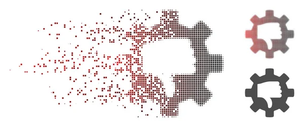 Icona del pollice dell'ingranaggio mezzitoni pixel scomparsa — Vettoriale Stock
