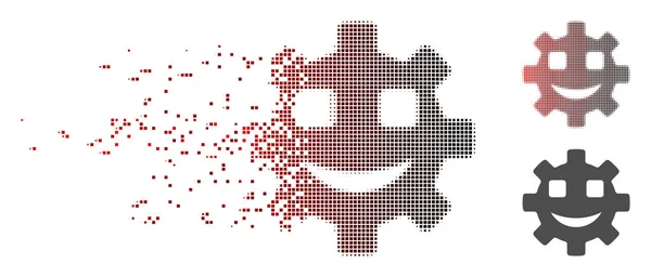 Zerstörte Pixel-Halbton glücklich Service-Ausrüstung Smiley-Symbol — Stockvektor